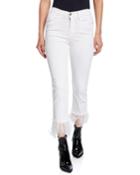 Le High Straight Feather-hem Cropped Jeans