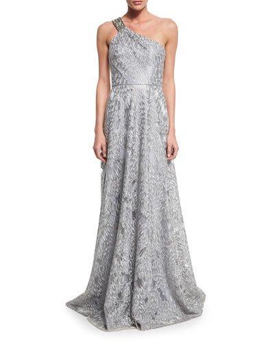 One-shoulder Embroidered Gown