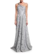 One-shoulder Embroidered Gown