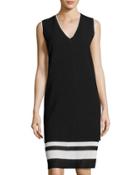 Layered Rib-trim Dress, Black