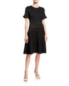 Pearl-stitched Fit-&-flare Knit Dress