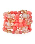 Bead & Crystal Wrap Bracelet, Coral