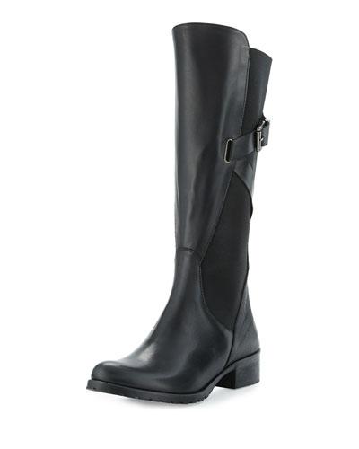 Hilda Leather Gored Mid-calf Boot, Black