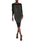 Long-sleeve Metallic Blouson Dress