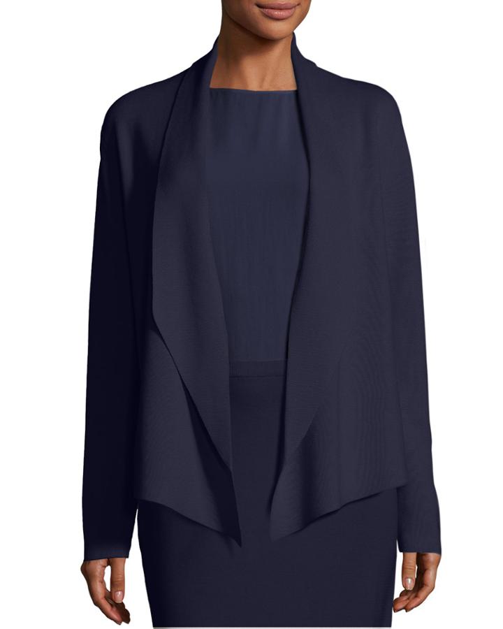 Plus Size Shawl-collar Draped Knit Jacket