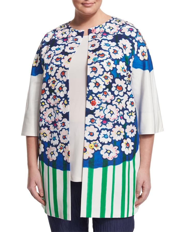 Plus Size Ciclad Flower-print Jacket