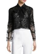 Primrose Tie-front Tulle Jacket, Black