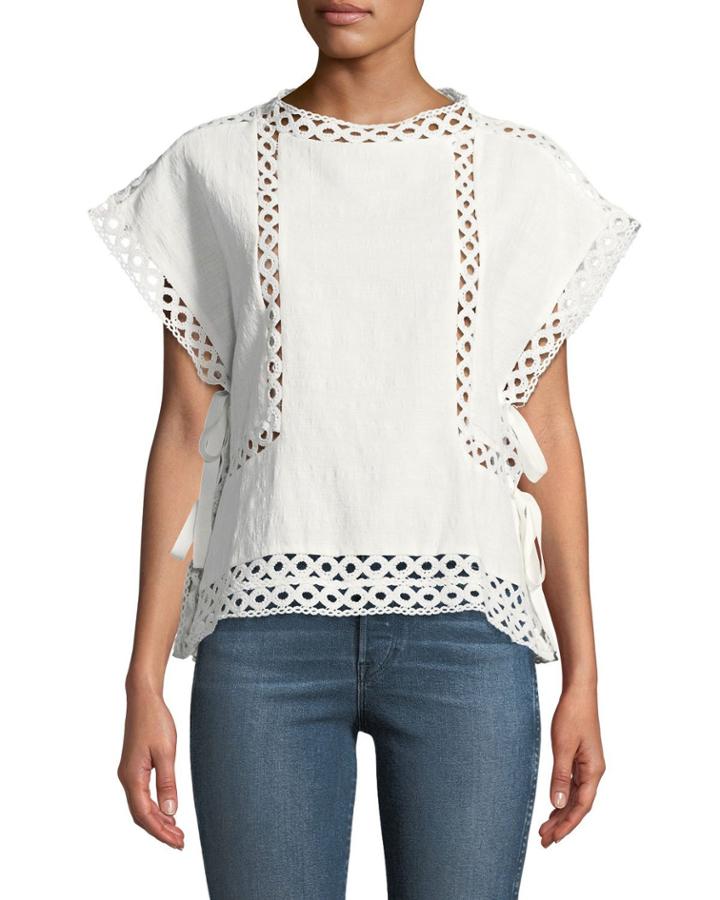 Peony Eyelet Cotton Blouse