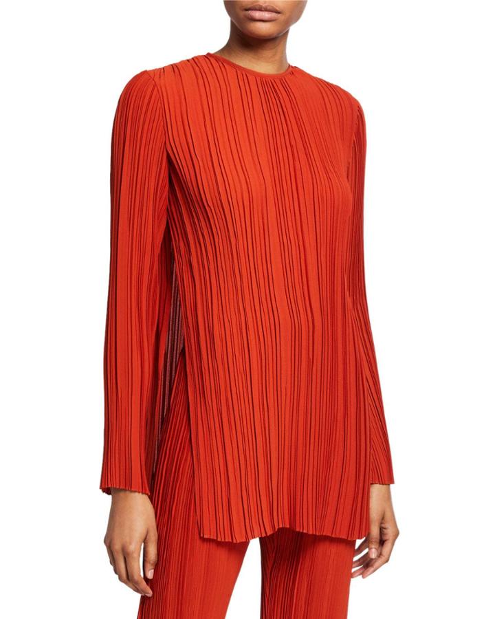 Long-sleeve Pleated Top