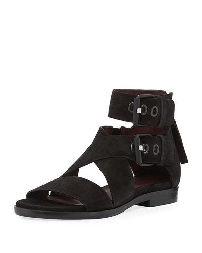 Madeira Suede Ankle-cuff Flat