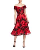 Floral Burnout Organza Off-the-shoulder