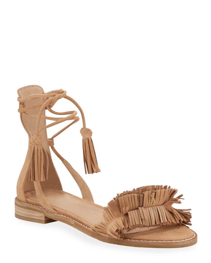 Harrah Fringed Suede Ankle-tie