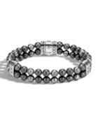 Men's Classic Chain 2-row Hematite & Calcite Bracelet,