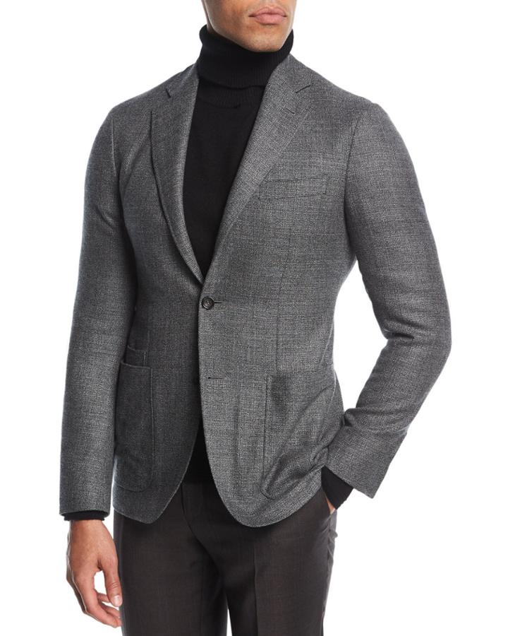 Melange Wool Two-button Blazer