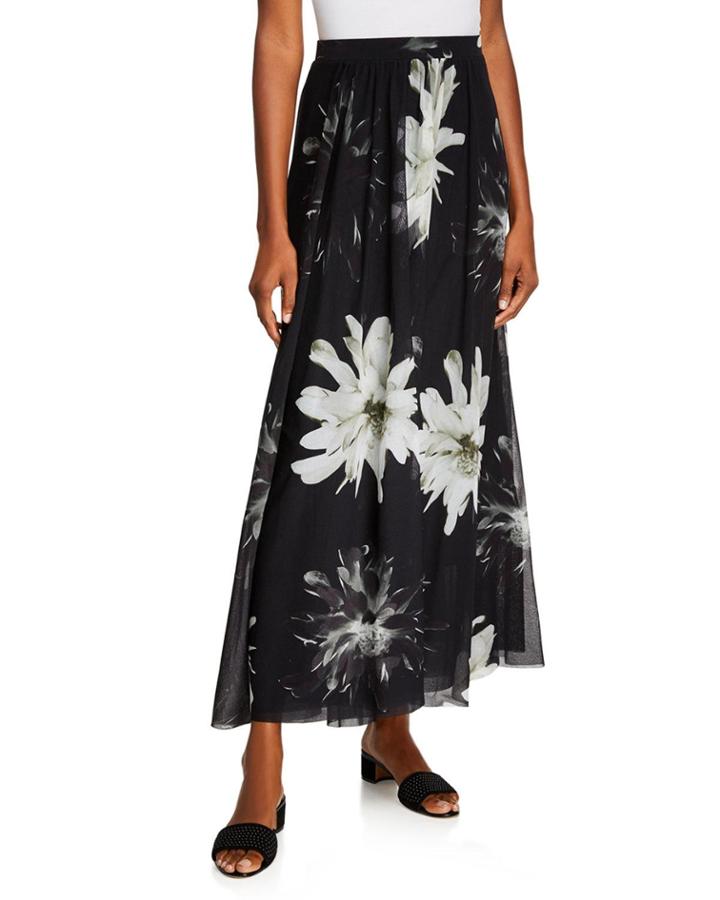 Fracture Flower-print Long A-line