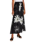 Fracture Flower-print Long A-line