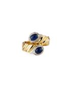 Estate 18k Yellow Gold Diamond & Sapphire Bypass Ring,