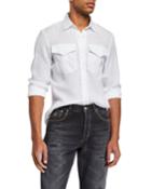 Men's Linen Button-front Sport Shirt With Pockets