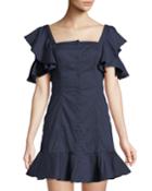 Poplin Ruffle-sleeve Dress