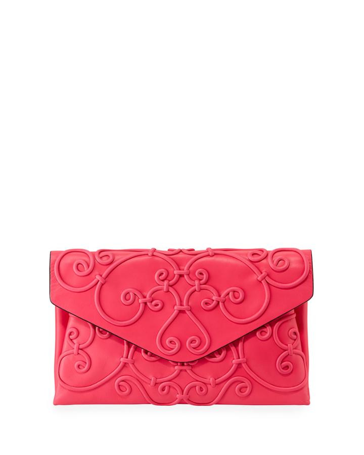 Intricate Scroll Envelope Clutch Bag