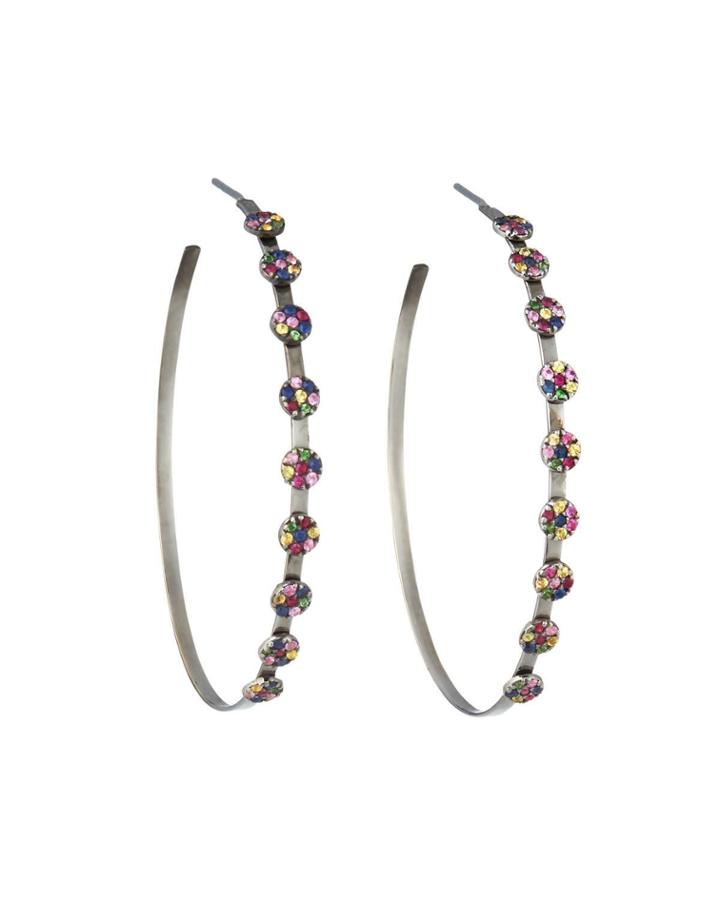 14k Electric Multi-sapphire Hoop Earrings