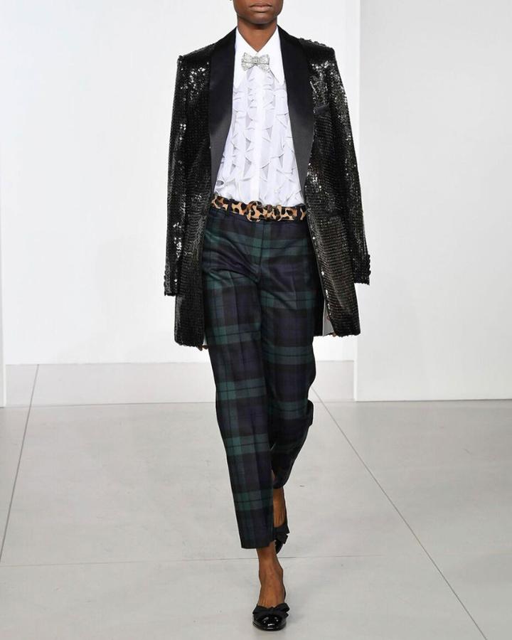 Cropped Tartan Straight-leg Trousers