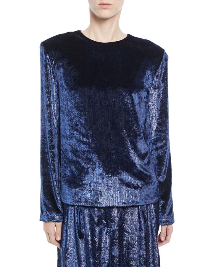Tess Long-sleeve Metallic Velvet Top