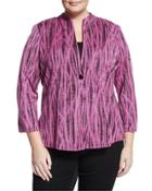 Printed One-button Tailored Fit Jacket, Pink/black
