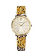 38mm V-circle Tribute Leather Watch, Animal/baroque