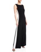 Side-striped Flare-leg Jumpsuit