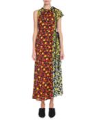 Sleeveless Mixed Poppy Wildflower-print Asymmetric