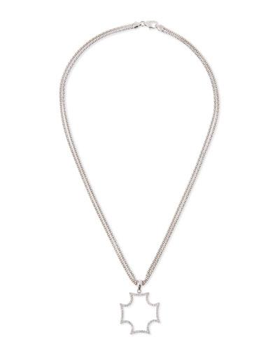 Silver Sapphire Maltese Cross Pendant Necklace