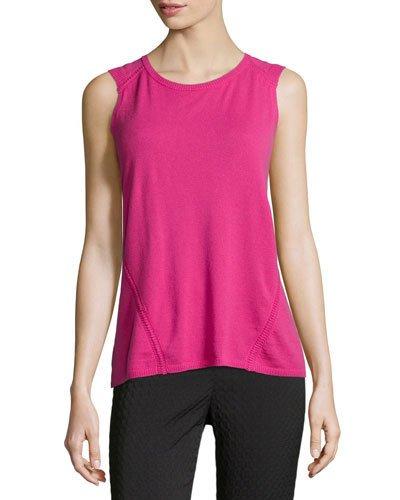 Jewel-neck Tank W/ Hand Seaming, Rubellite