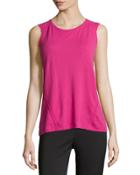 Jewel-neck Tank W/ Hand Seaming, Rubellite