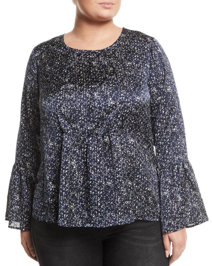 Flare-sleeve Charmeuse Blouse,