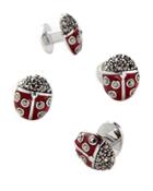 Marcasite Enamel Ladybug Tuxedo Studs & Cuff