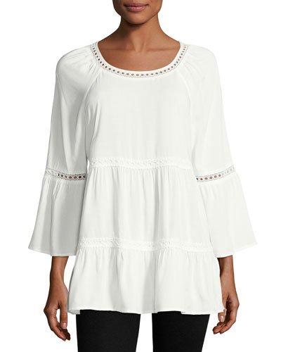 Boho Crochet-trim Blouse, Ivory