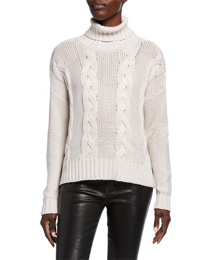 Metallic Cable Knit Turtleneck