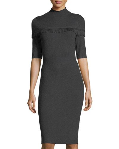 Mock-neck Fringe-trim
