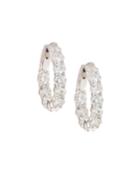 18k White Gold 20-diamond Oval Hoop Earrings