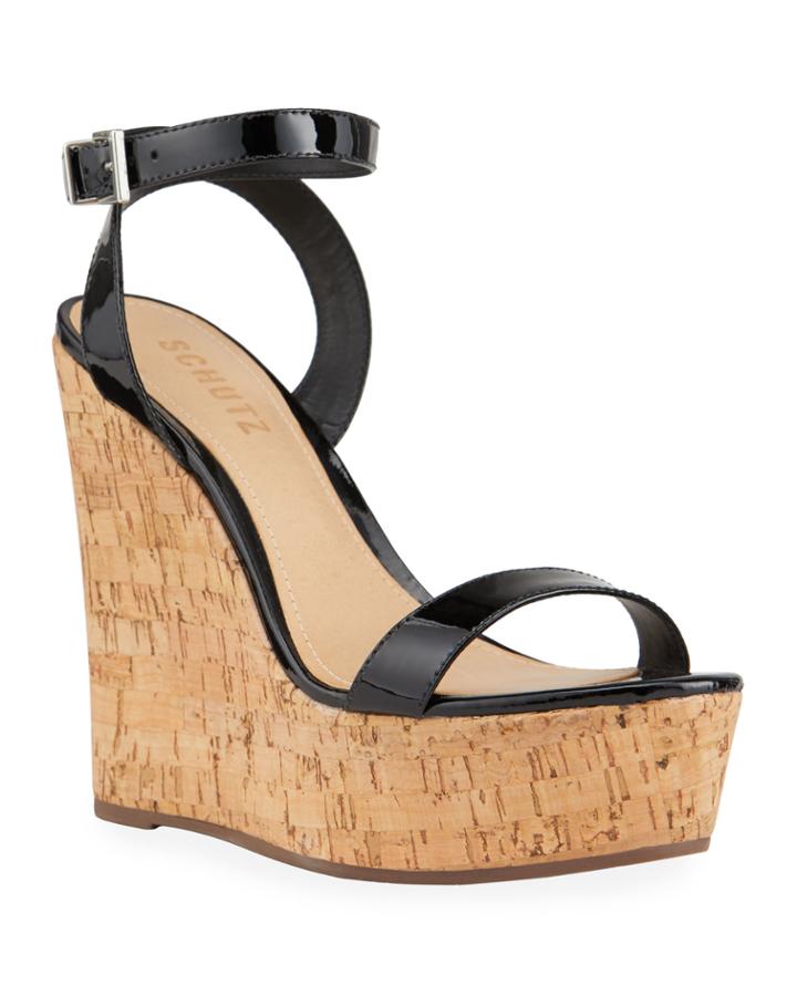 Eduarda Metallic Leather Cork-wedge