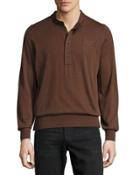 Tab-neck Pocket Sweater, Brown/gray