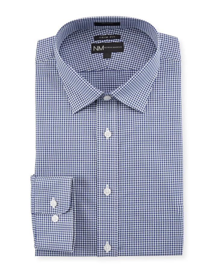 Men's Trim-fit Regular Finish Dobby Check Dress