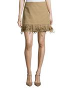 Feather-trim Mini Skirt,
