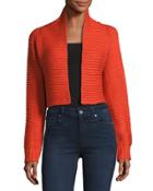 Open-front Crop Cardigan, Red
