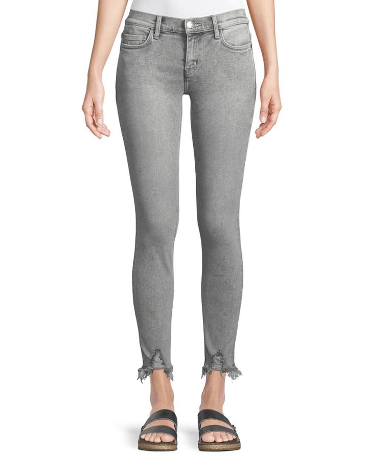 The Stiletto Skinny Stone-washed Jeans W/ Distressed Hem