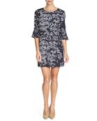 3/4-sleeve Floral-print Dress