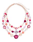 Multi-strand Stone Layered Necklace, Pink