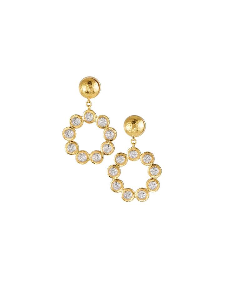 Delicate Pave Diamond Open-circle Drop Earrings