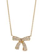 18k Pink Gold Diamond Bow Pendant Necklace